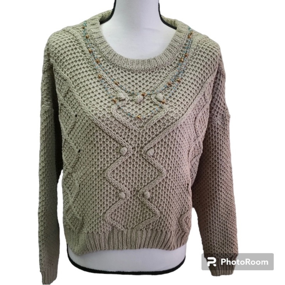 NWT Knit Green Super Soft Textured Long Sleeve Sweater